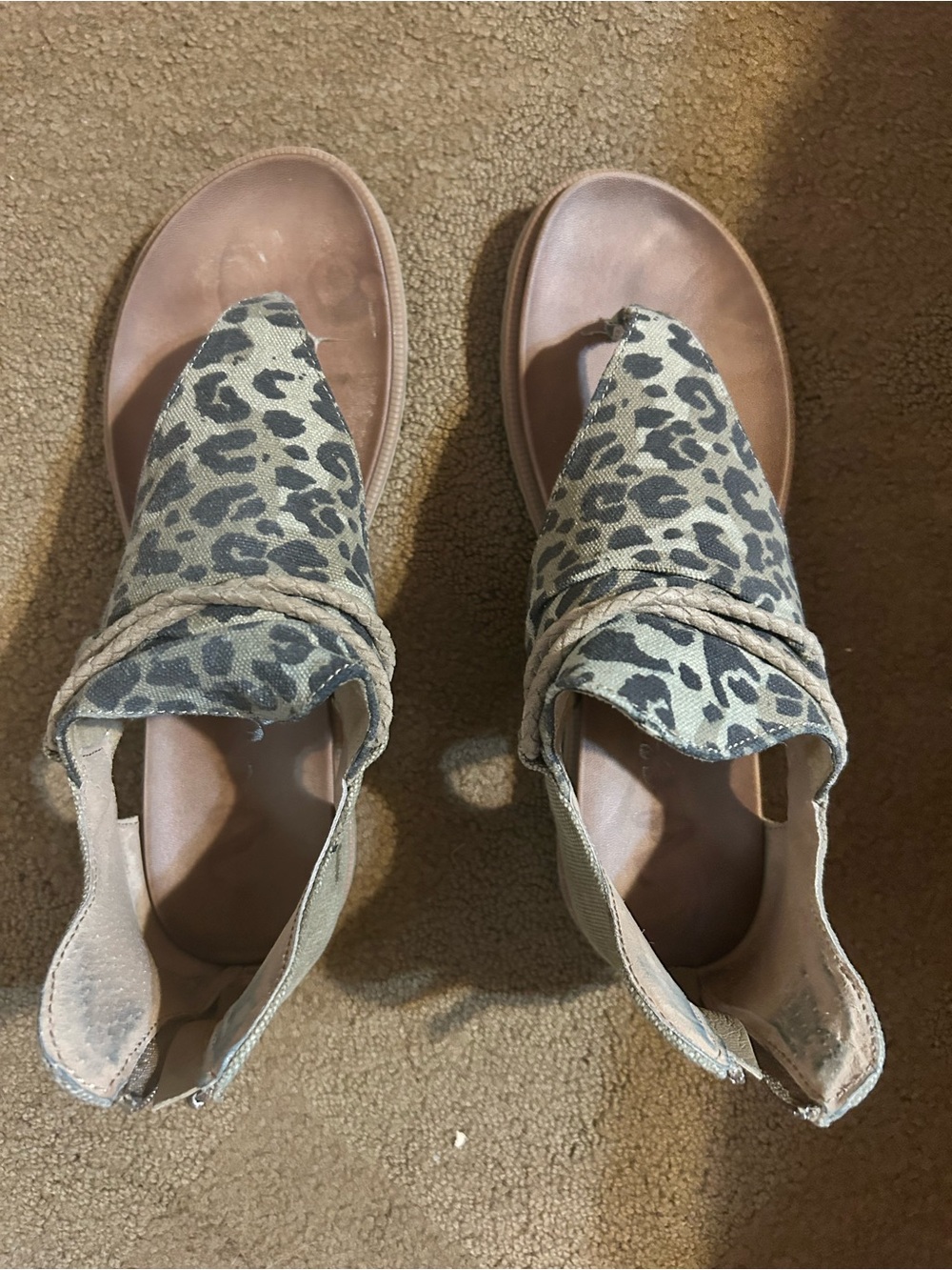 Very G Leopard-Print Braided Strap Wedge Sandals - Brown/Tan
